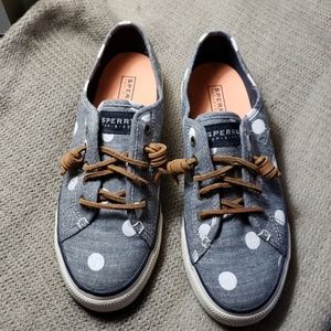 Blue-gray w/ white polka dots Flats